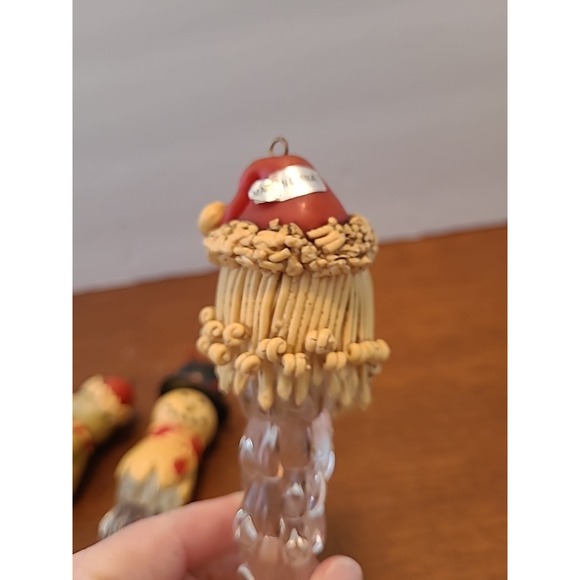 Vintage Set of 4 Icicle Christmas Ornaments Bear Snowman Santa Tree Decoration - Picture 13 of 14
